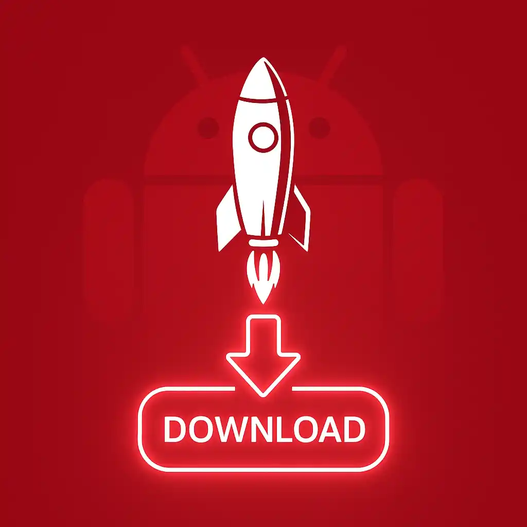 Astronaut APK download button with rocket icon
