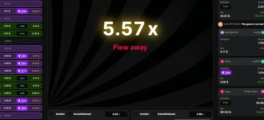 Astronaut Crash Game high multiplier result with 5.57x crash round